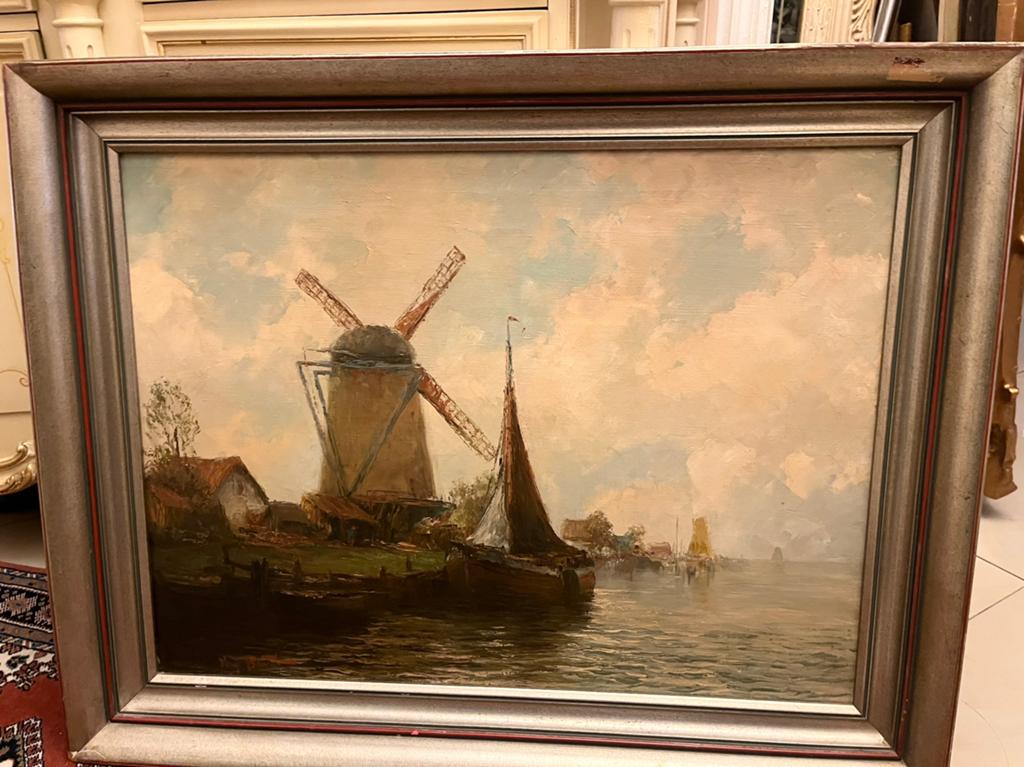 Antiek groot olieverf schilderij, Ophalen of Verzenden