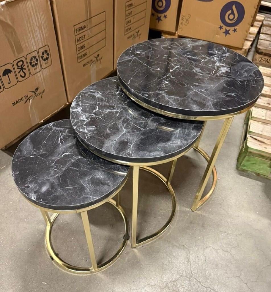 set van 3 tafels, 45 tot 60 cm, Rond, Nieuw, Eu