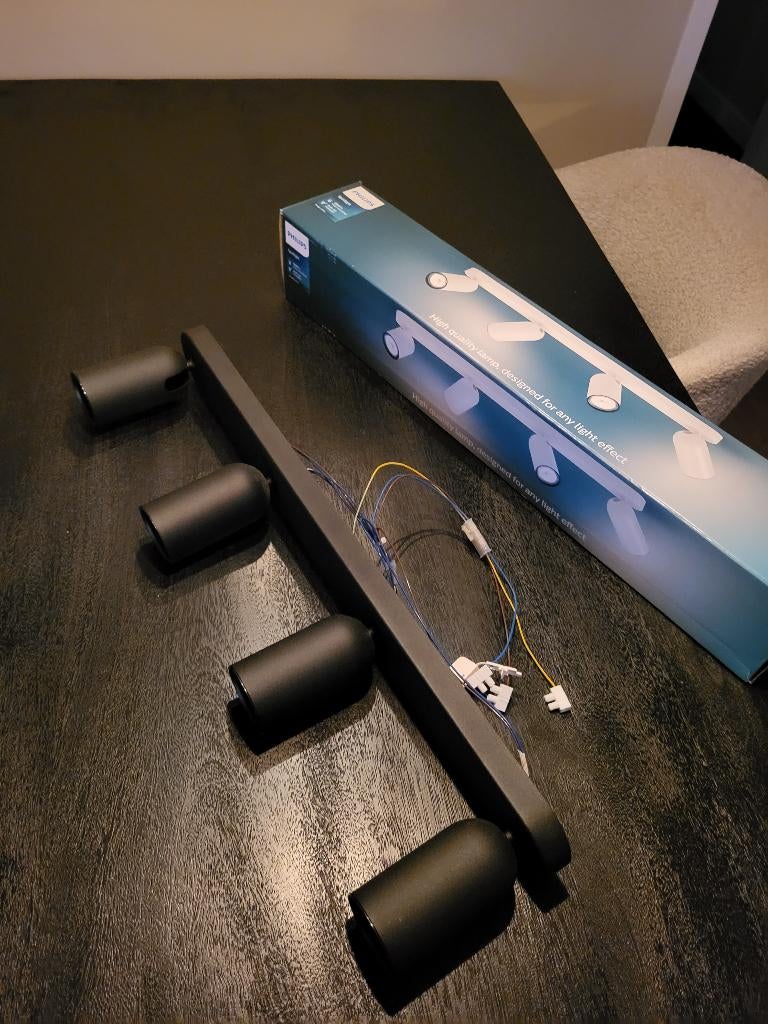 Philips Pongee opbouwspot 4 lichts zwart, Ophalen, Zo goed als nieuw, Metaal of Aluminium