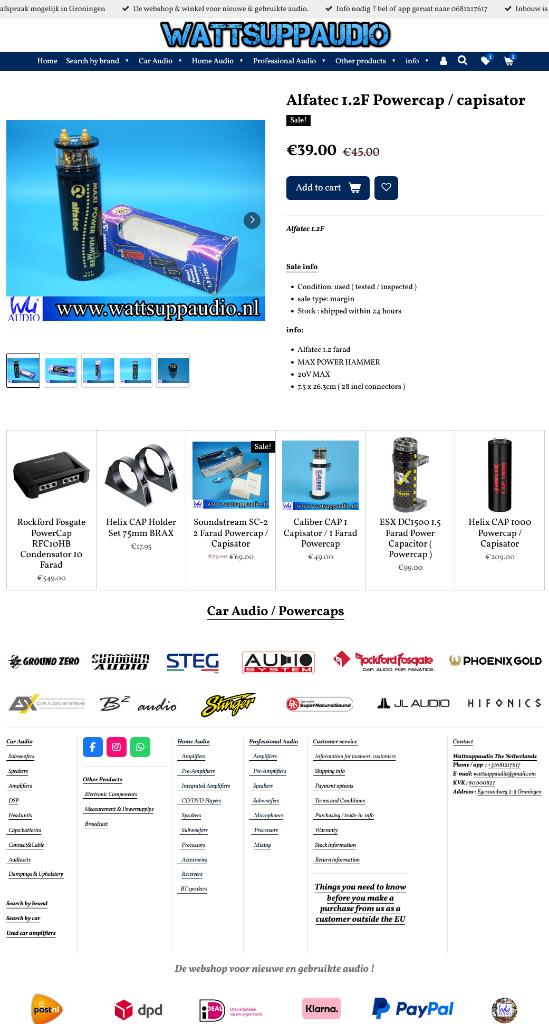 Alfatec 1.2F Powercap / Condensator, Gebruikt, ., Ophalen of Verzenden, Alfatec