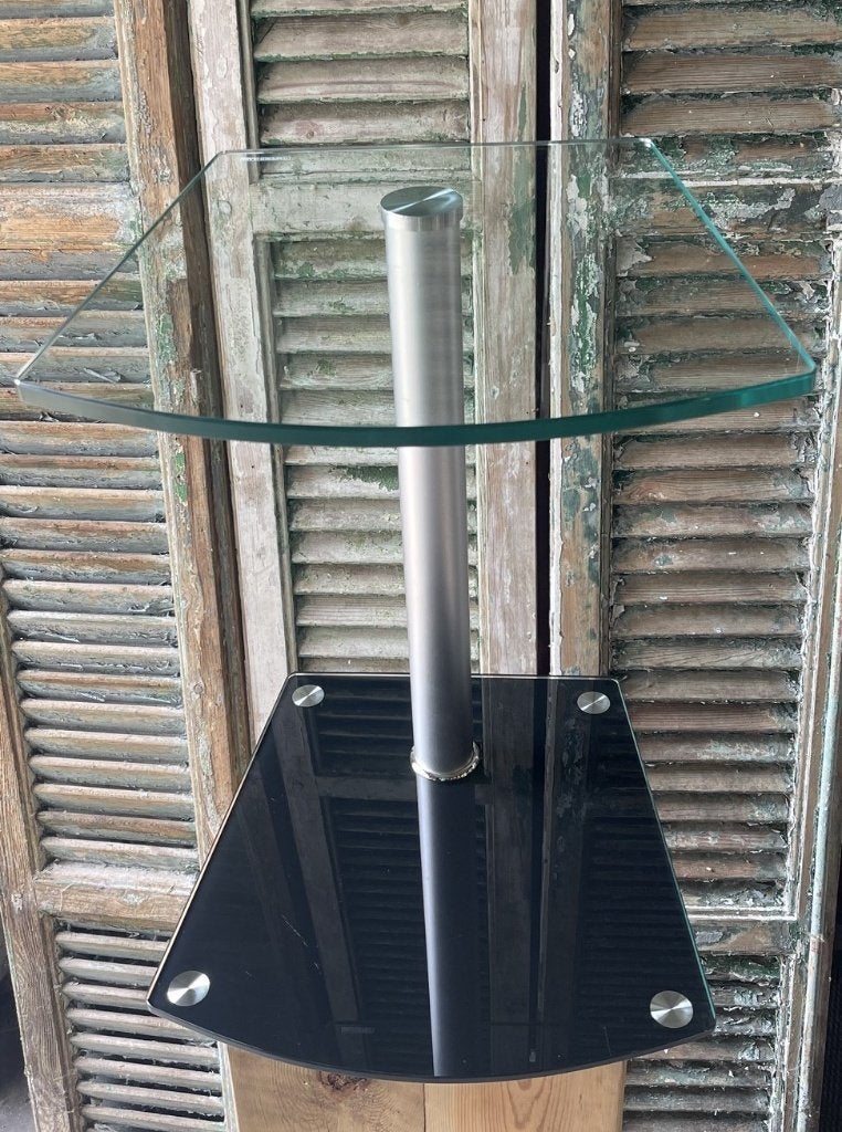 design bijzettafel hardglas, Modern minimalistisch, Minder dan 55 cm, Gebruikt, Glas