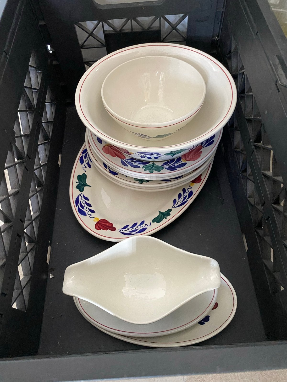 Boerenbont servies diverse soorten Boch en Ceramique, Ophalen, Gebruikt, Keramiek, Landelijk/Boerenbont