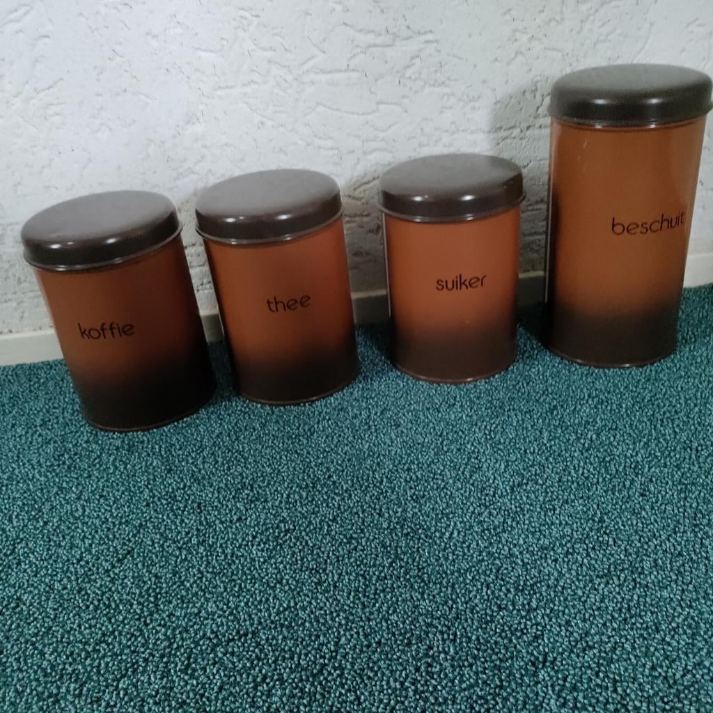 Brabantia,Vintage,Voorraadbus,koffie,beschuit,suiker,thee, Huis en Inrichting, Ophalen of Verzenden, Zo goed als nieuw, Voorraadpot