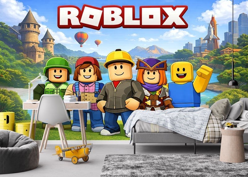 Fotobehang/ Behang - Game - Gamekamer - Roblox, Stuifzand, Fotobehangkoning, Info@fotobehangkoning.nl, Fotobehang
