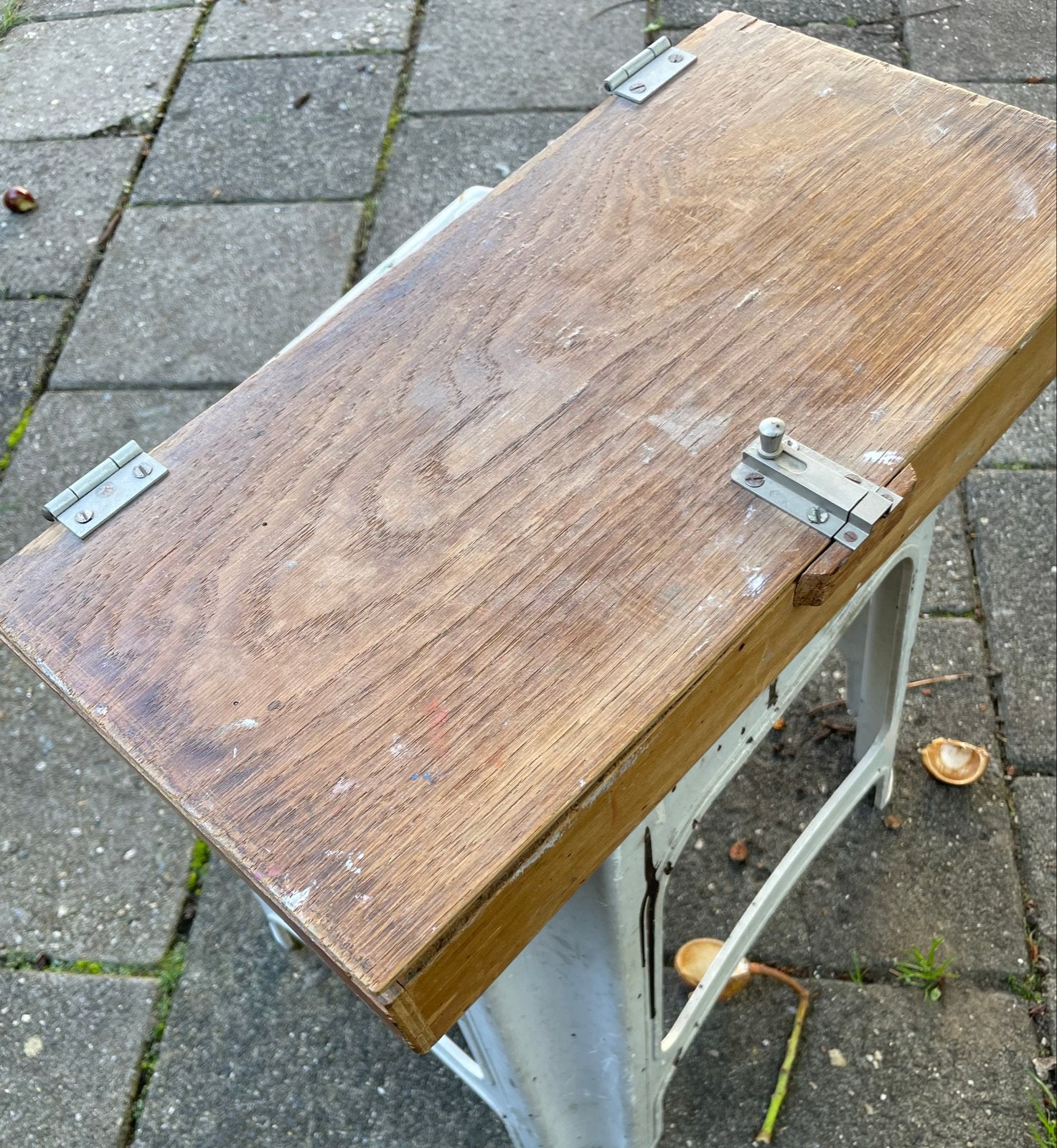 Houten schilderskist met tubes olieverf-oud, Hobby en Vrije tijd, Ophalen of Verzenden, Gebruikt, Olieverf