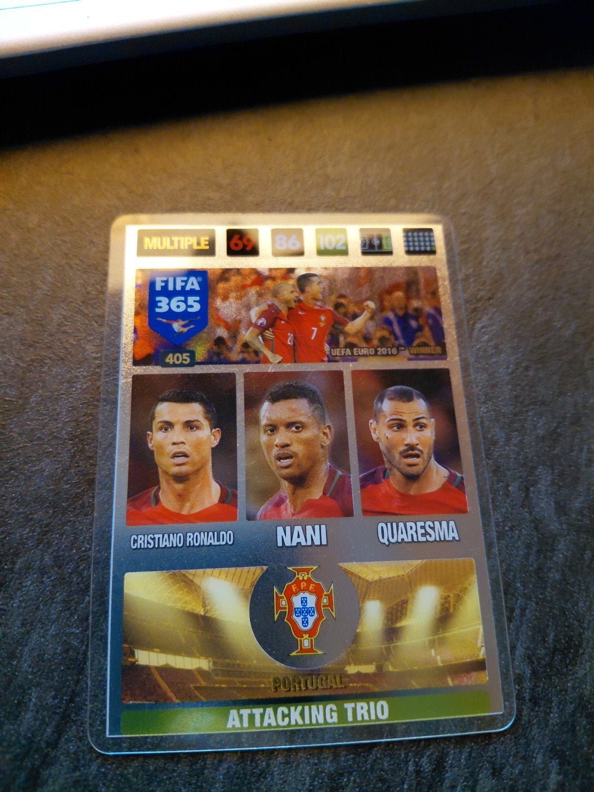 FIFA 365 Attacking Trio Ronaldo, Nani & Quaresma, Ophalen of Verzenden, Zo goed als nieuw, Buitenlandse clubs, Poster, Plaatje of Sticker