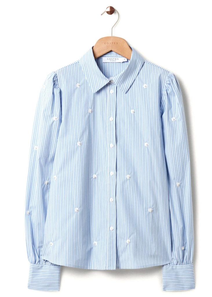 Gestreepte blouse Costes studio blauw wit met bloemetjes, Ophalen of Verzenden, Zo goed als nieuw, Maat 38/40 (M), Blauw