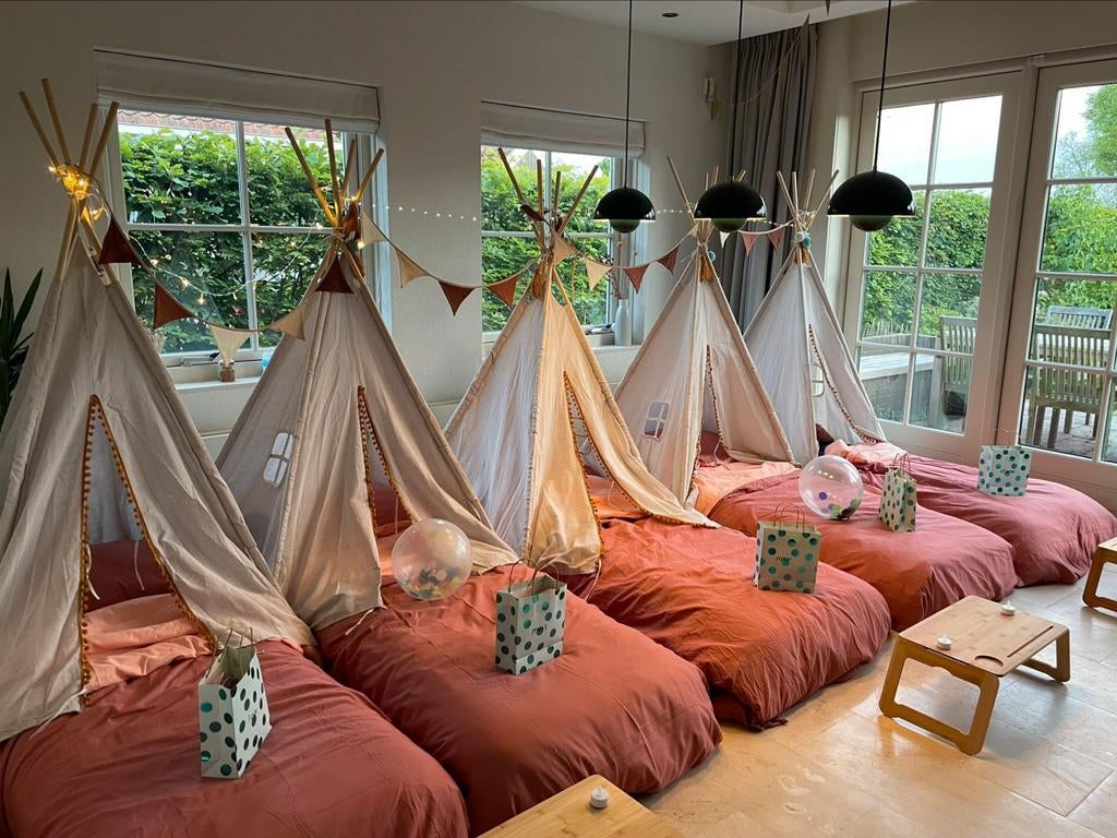 Tipi tent slaapfeestje huren Maarssen Utrecht 16 sets, Ophalen, Nieuw