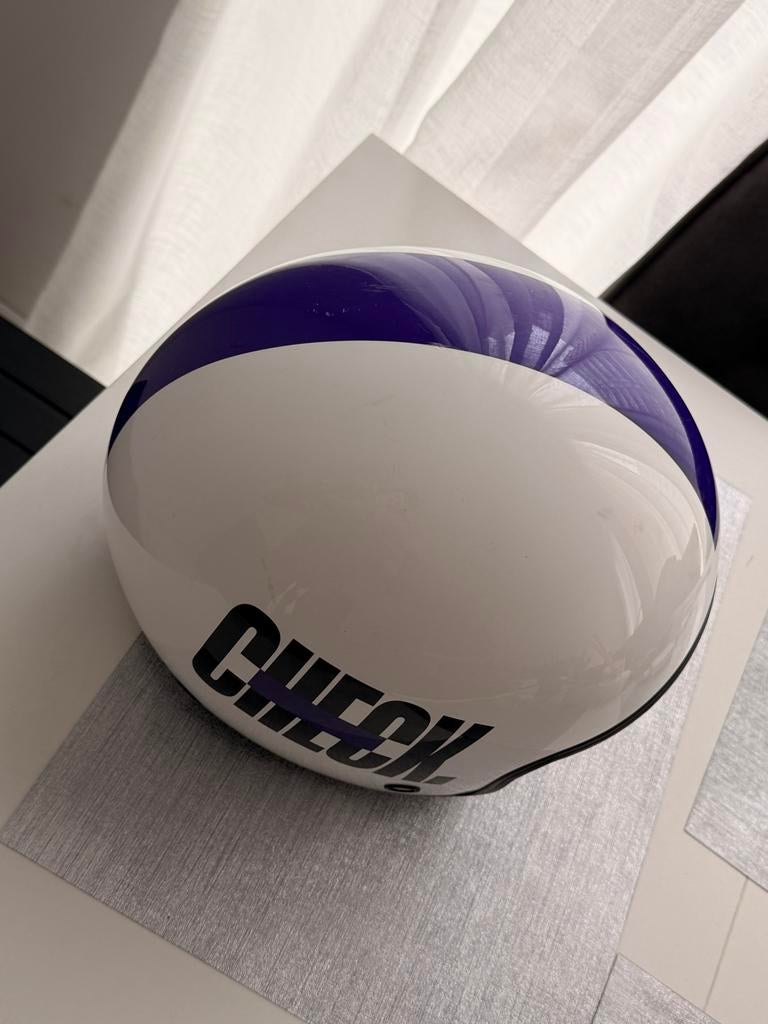 Wit paarse Check helm mt L 58 cm - 59 cm, Ophalen of Verzenden, Gebruikt, Large