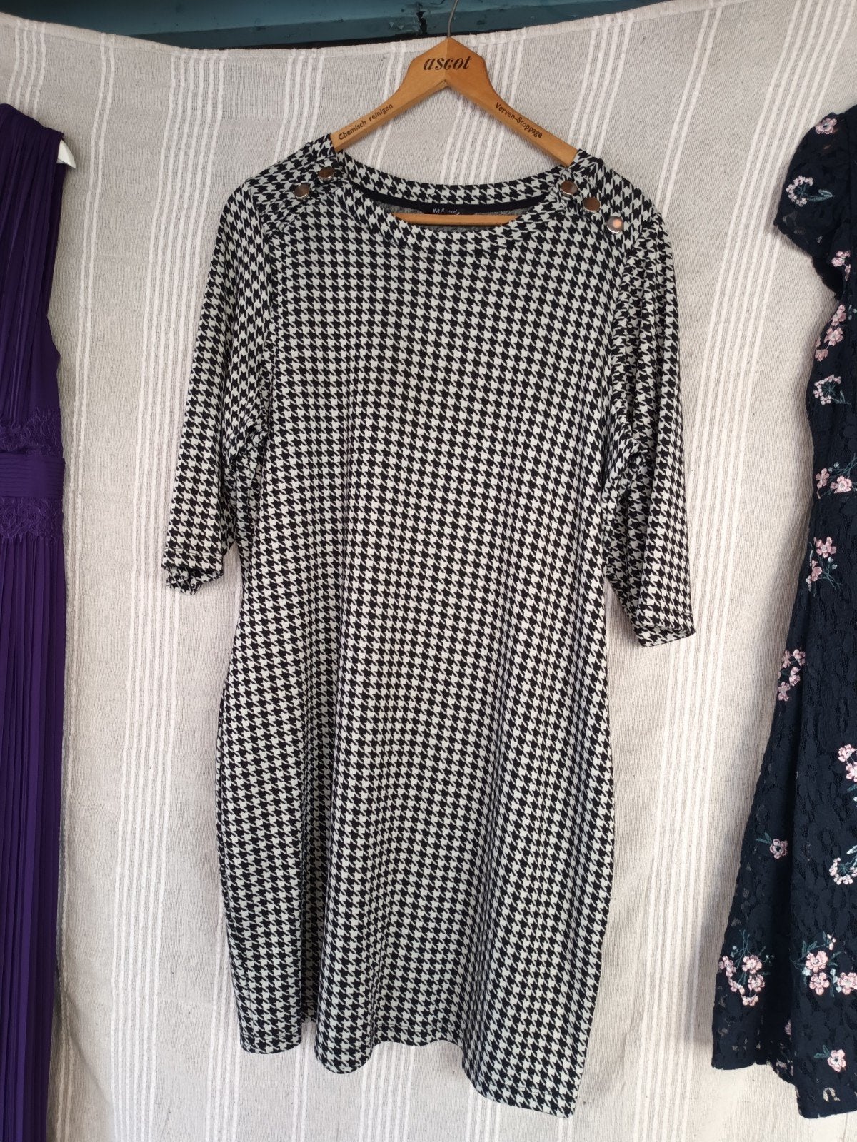 Piede de Cock geruite jurk vsn de M&S, Zwart, Maat 46/48 (XL) of groter, Ophalen of Verzenden, Zo goed als nieuw