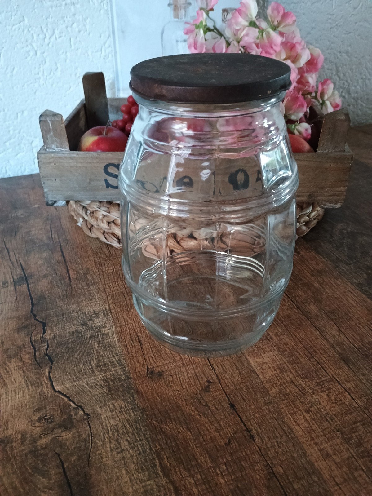 Oude glazen snoeppot - voorraadpot, Ophalen of Verzenden