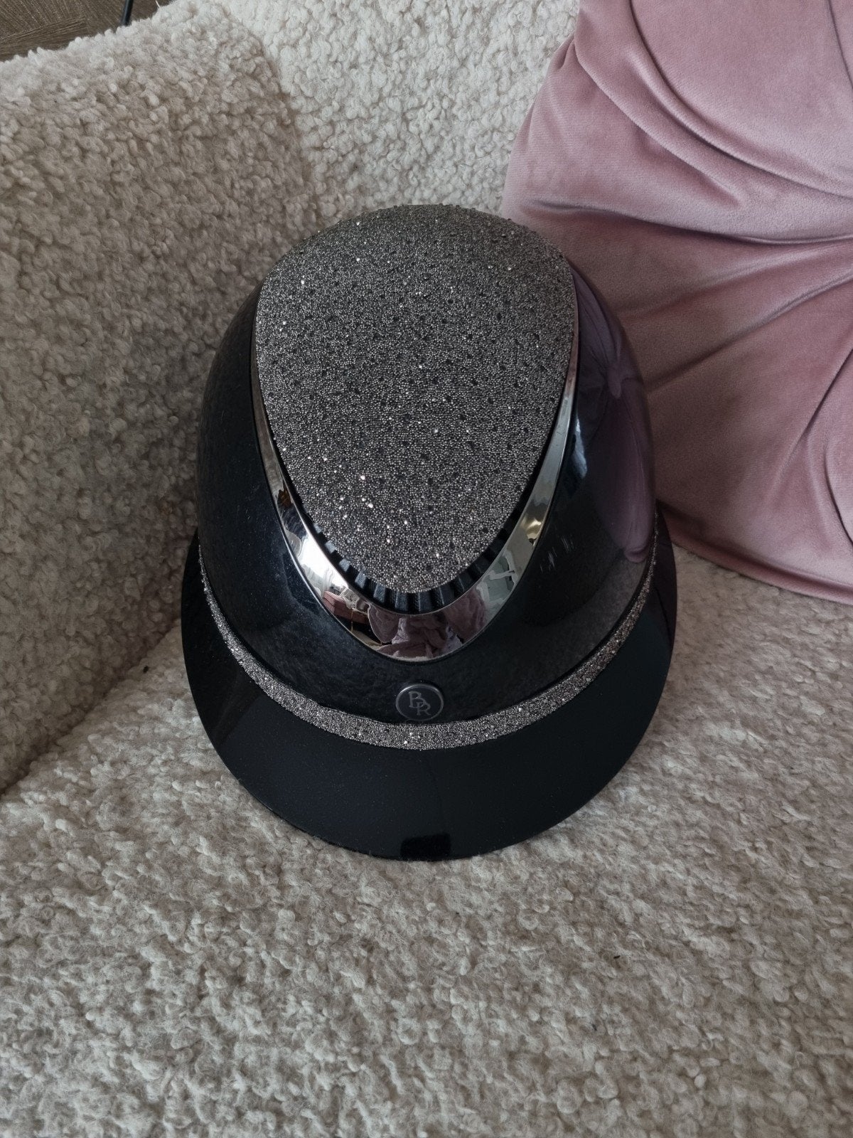 BR cap /rijhelm zwart glitter 52-54, Dieren en Toebehoren, Paardrijkleding, Ophalen of Verzenden