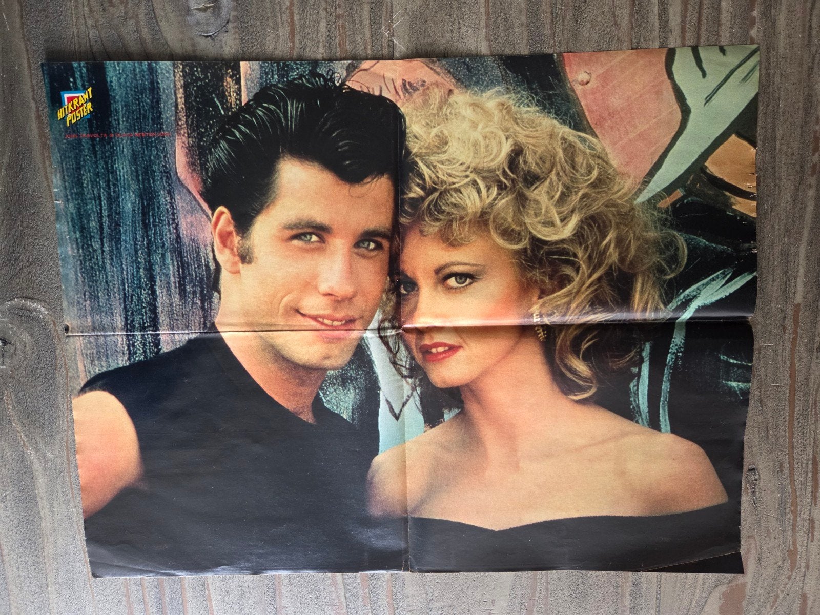 Grease Poster - John Travolta & Olivia Newton-John, Verzamelen, Posters, Zo goed als nieuw, Film en Tv, A1 t/m A3, Ophalen of Verzenden