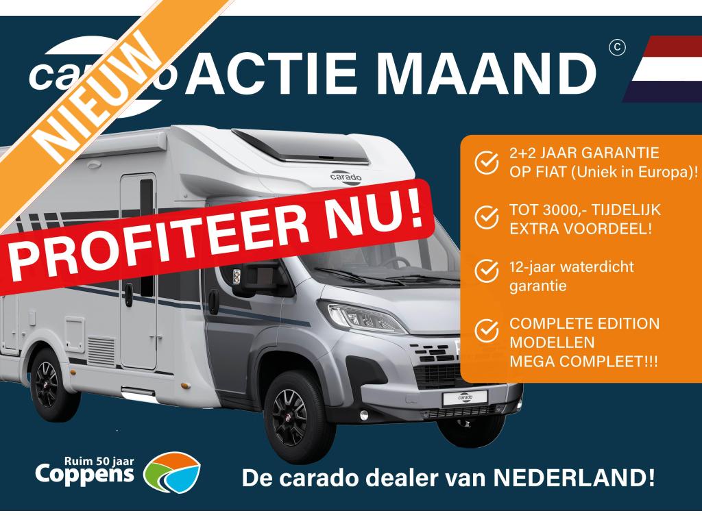 Carado T448 PRO+ AUTOMAAT + ACTIEPRIJS, Caravans en Kamperen, Automaat, Chemisch toilet, Ringverwarming, Fiat