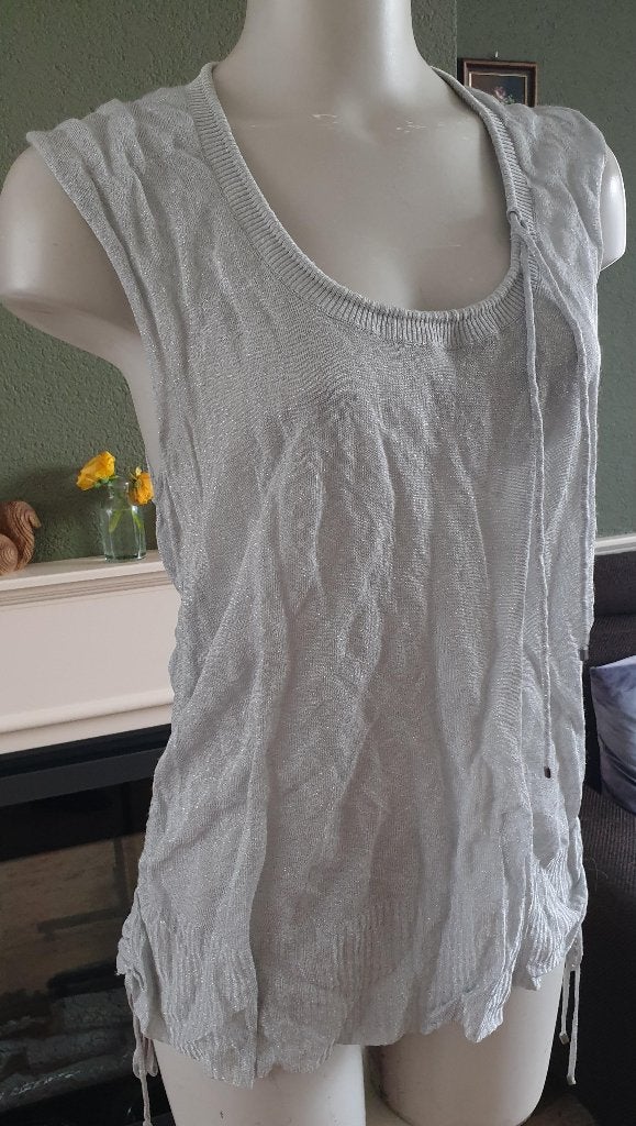 Luisa Cerano mooie zilver grijze top shirt mt M 40 topje, Maat 38/40 (M), Verzenden, Zo goed als nieuw, Luisa Cerano