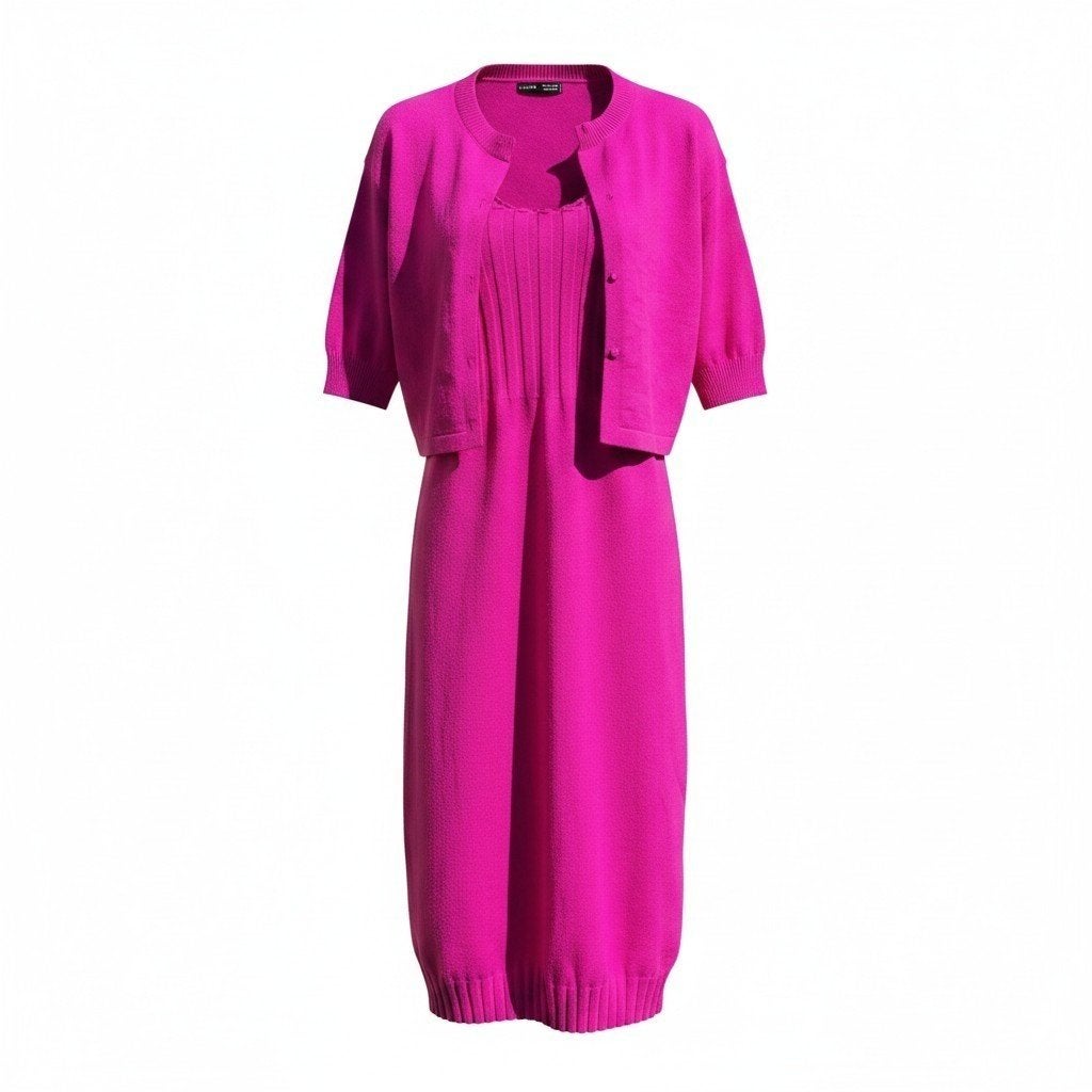 Shein 2-delige fuchsia set. Jurk en vest maat 36, Ophalen of Verzenden, Zo goed als nieuw, Roze, Maat 36 (S)