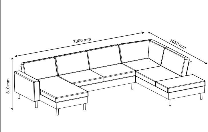 Grote U-vormige bank - perfect voor ruime woonkamers, Ophalen, Gebruikt, Stof, Modern