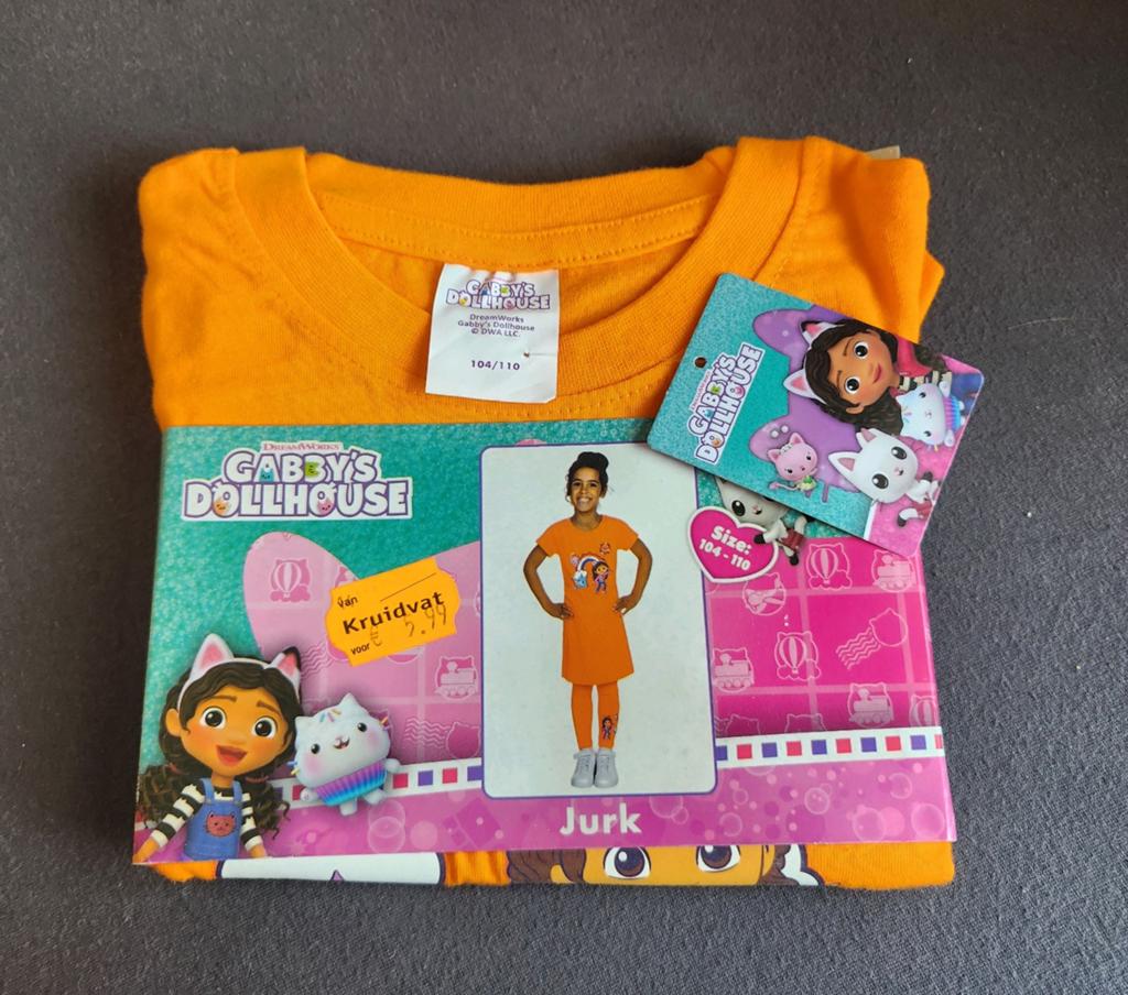 Oranje jurk Gabbys Dollhouse 104-110 NIEUW *, Kinderen en Baby's, Kinderkleding | Maat 104, Ophalen of Verzenden, Nieuw, Meisje