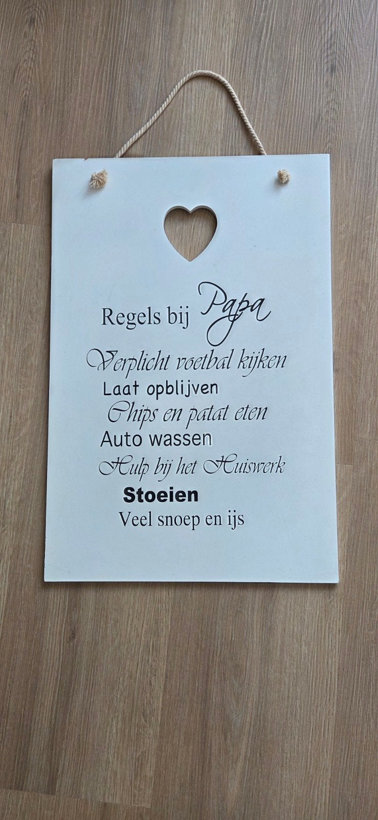 Leuk bord 'Regels bij Papa' - Ideaal voor Vaderdag!, Ophalen of Verzenden