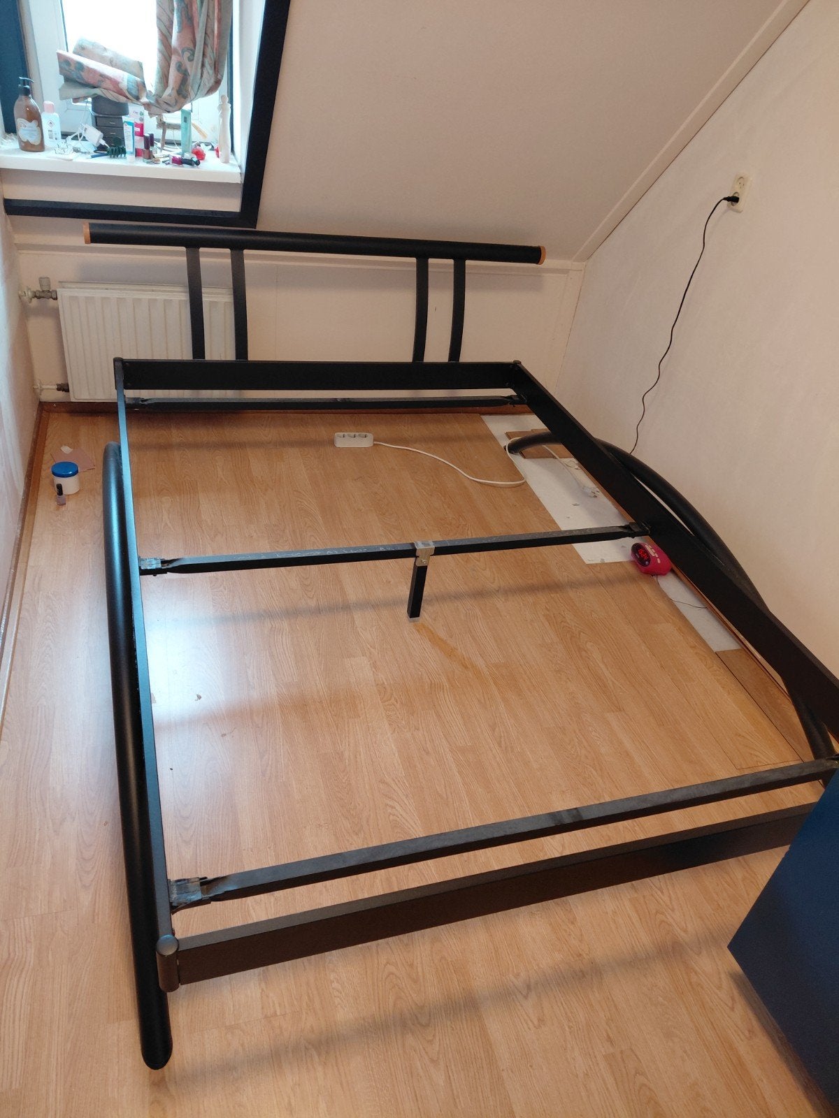 metalen 2-persoonsbed. 1.40x2.00, Ophalen, Gebruikt, Zwart, Tweepersoons