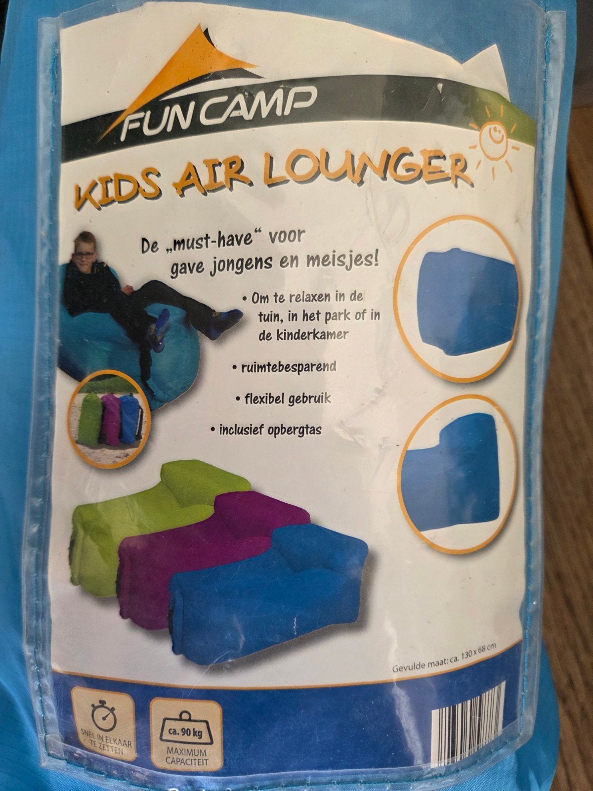 Fun Camp Kids Air Lounger - Zitzak voor kinderen, Ophalen of Verzenden, Zo goed als nieuw, Blauw