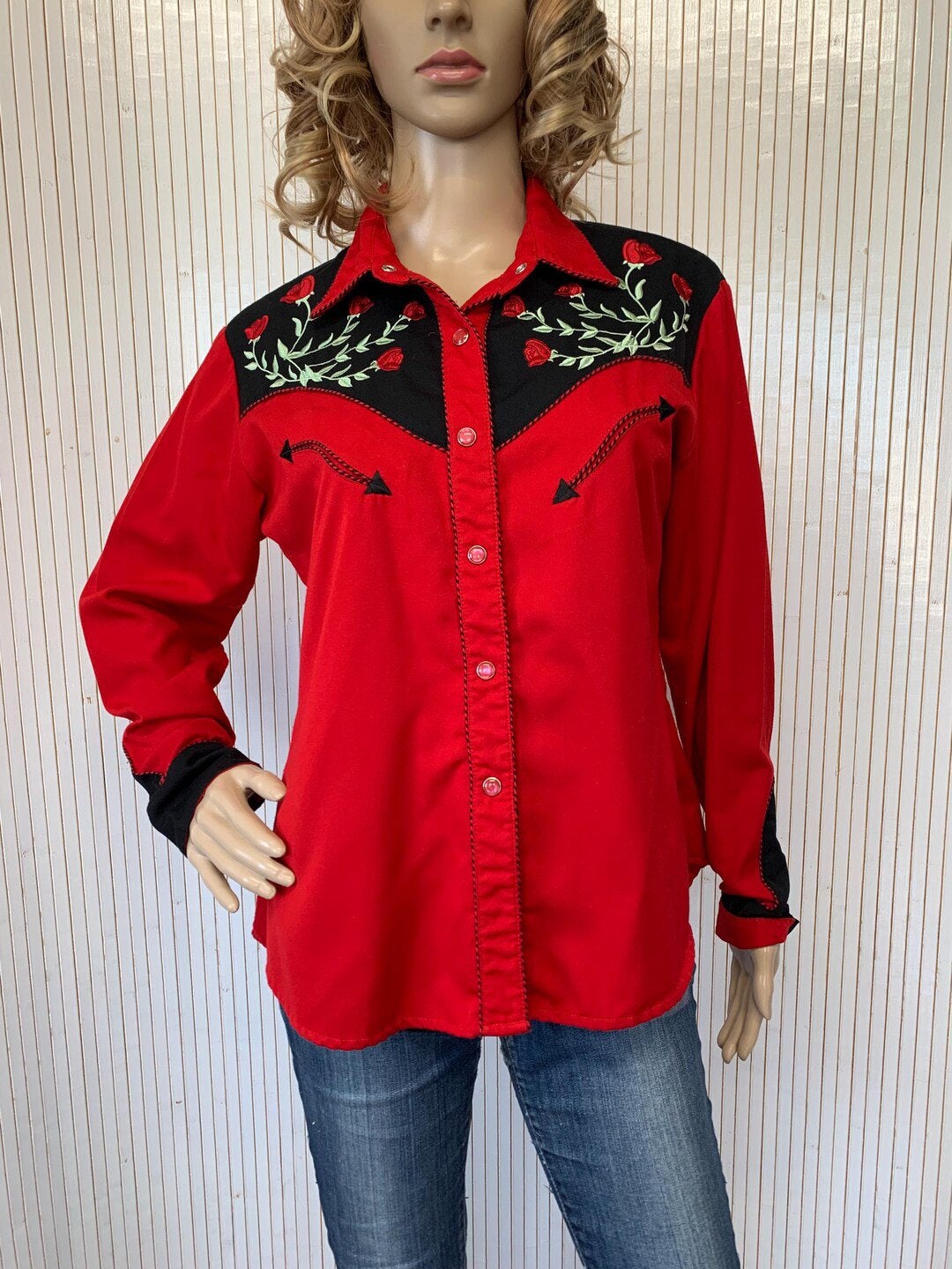 Roper Vintage Western Cowboy Overhemd 2XL XXL Rood Zwart, P, P, Ophalen of Verzenden, Zo goed als nieuw
