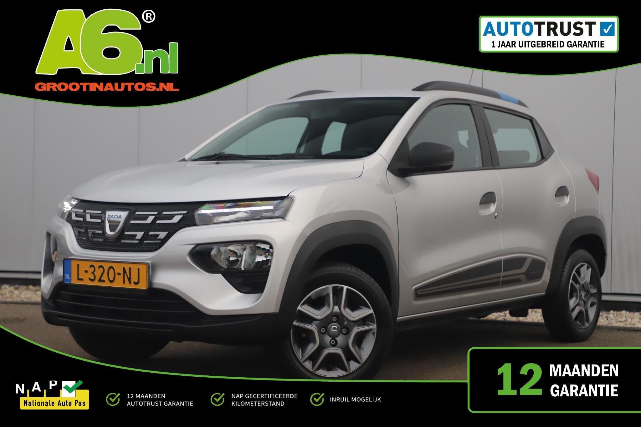 Dacia Spring Business 27 kWh Automaat Leder Navigatie Camera, Auto's, Gebruikt, 920 kg, 30 €/maand, Autotrust
