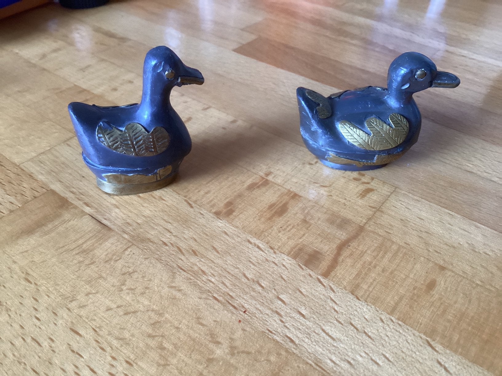 Eend. Links op foto … Bakje // hoog 4 cm Tin .. koper, Ophalen of Verzenden