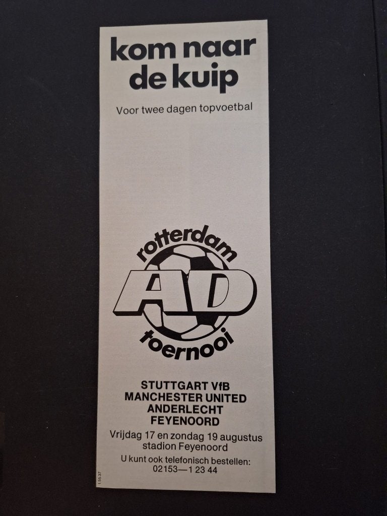 Oude vintage reclame - AD Toernooi Feyenoord, Ophalen of Verzenden, Gebruikt, Feyenoord, Poster, Plaatje of Sticker