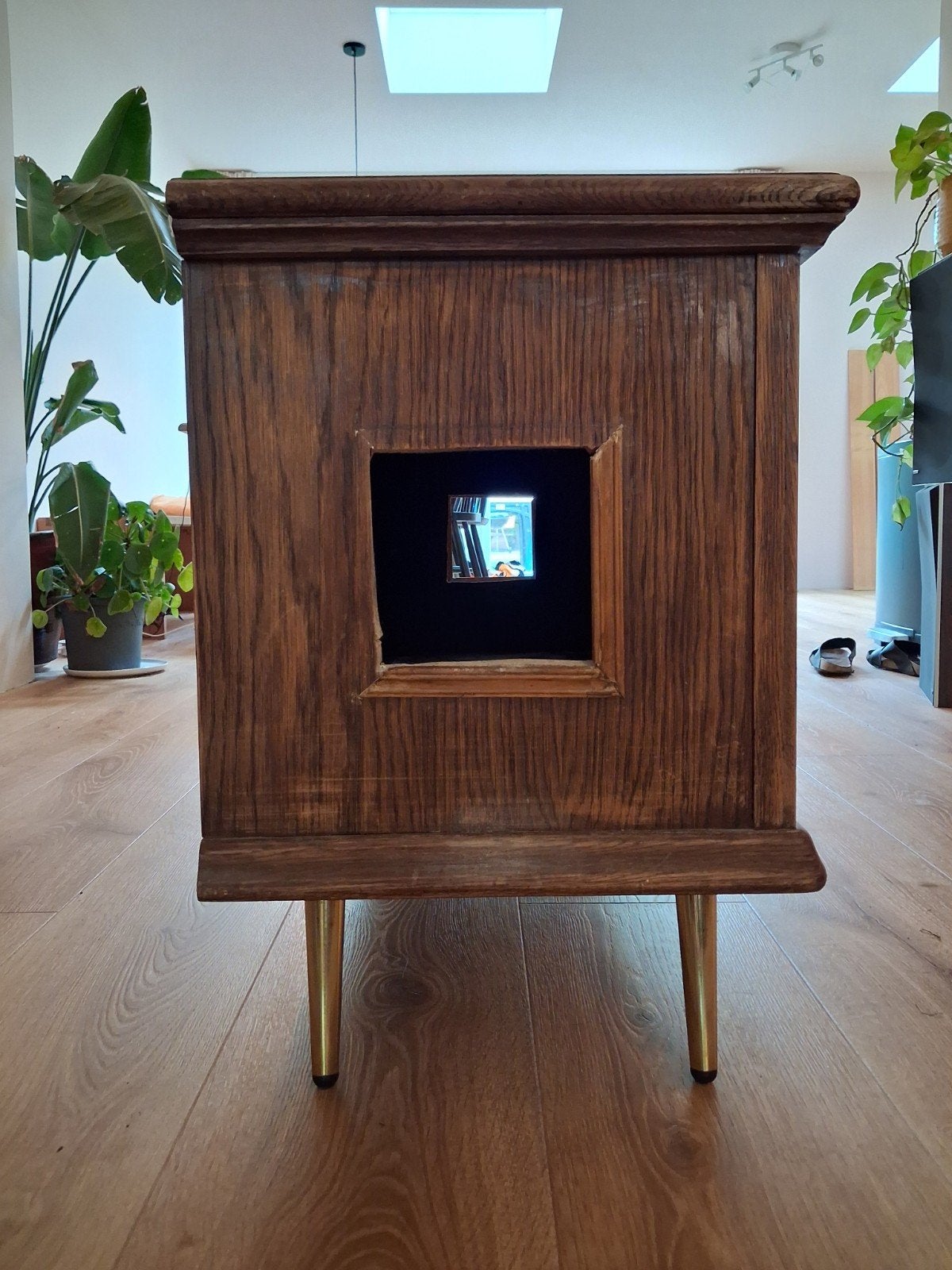 Kist met openingen voor kattenbak - 110x43x62cm, Ophalen