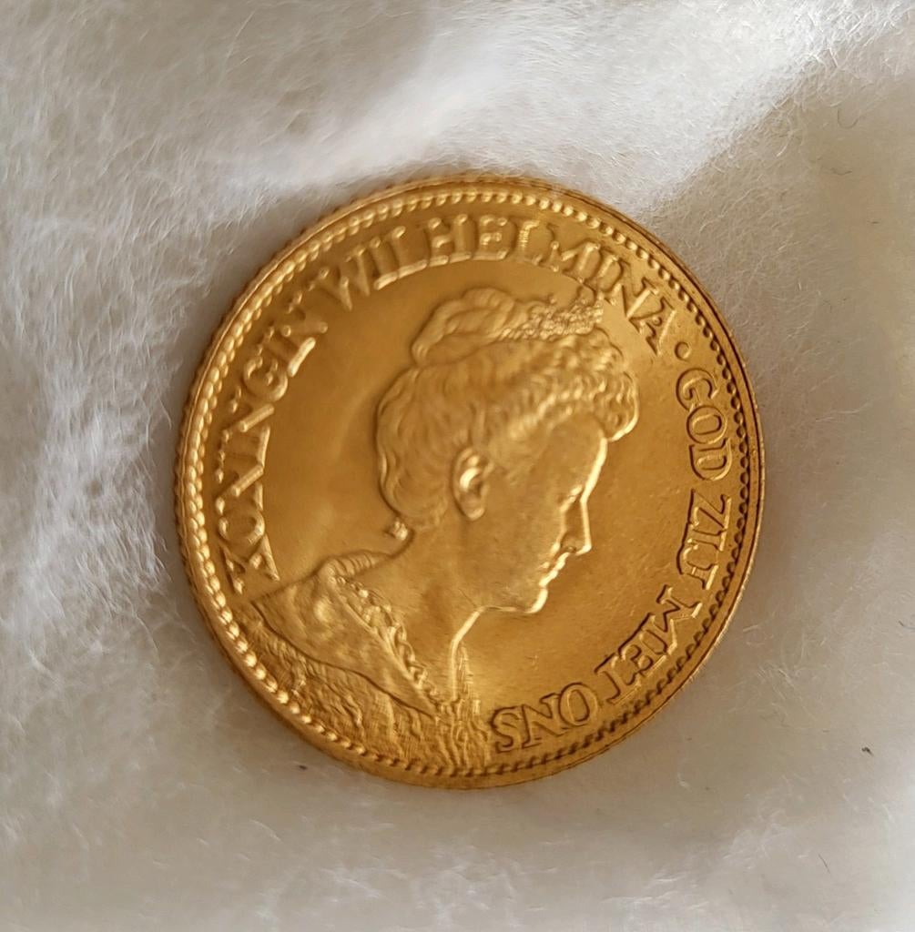Gouden tientje Wilhelmina uit 1911, Ophalen of Verzenden, Goud