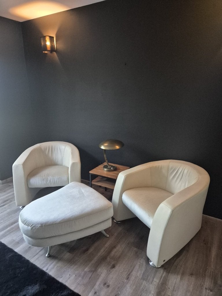Rolf Benz fauteuils en hocker, Huis en Inrichting, Fauteuils, Ophalen, Gebruikt, 50 tot 75 cm, Leer
