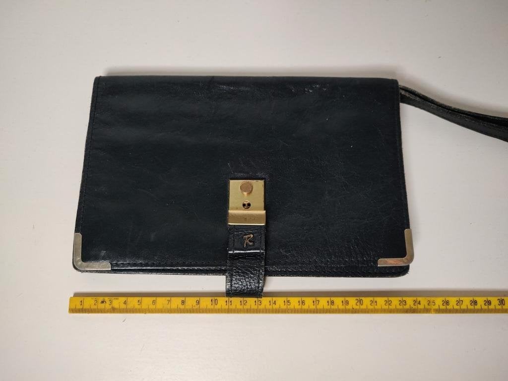 K647 de ROOY - dR zwart lederen polstas / clutch zeer fraai, Zwart, Overige typen, Ophalen of Verzenden, Zo goed als nieuw