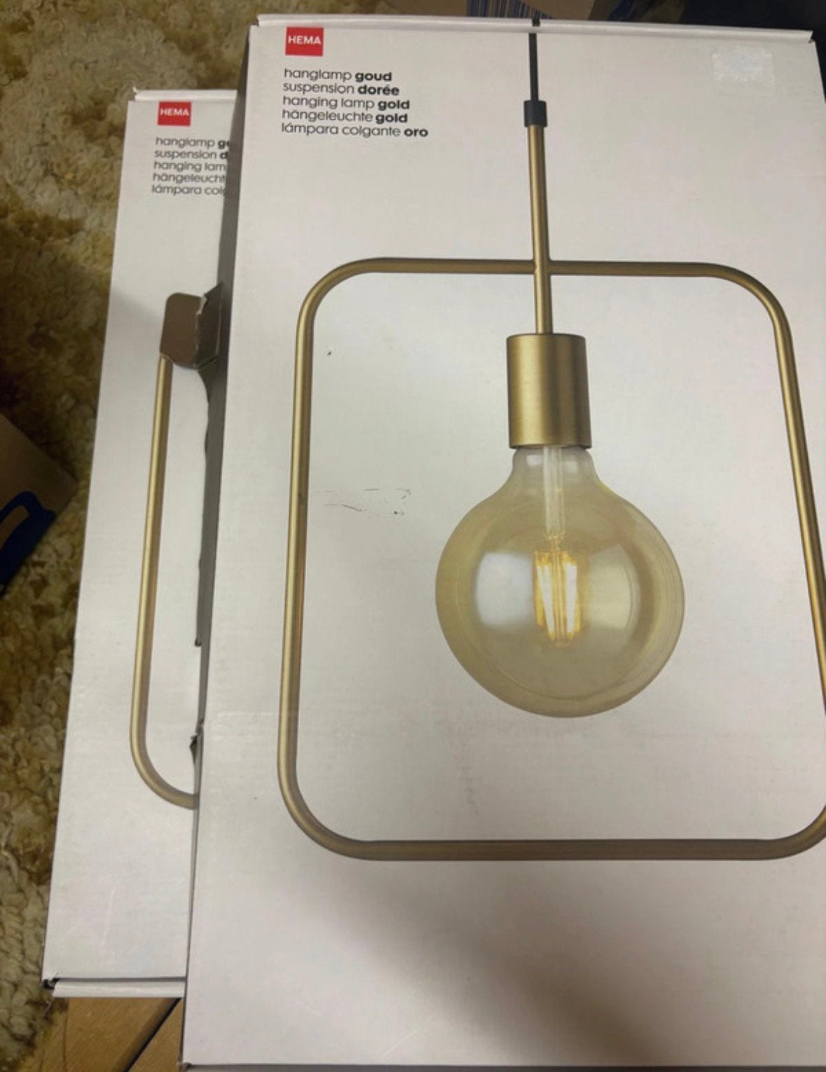 2 Hanglampen, goud/bronskleurig exl. lamp, Ophalen of Verzenden, Zo goed als nieuw, Minder dan 100 cm