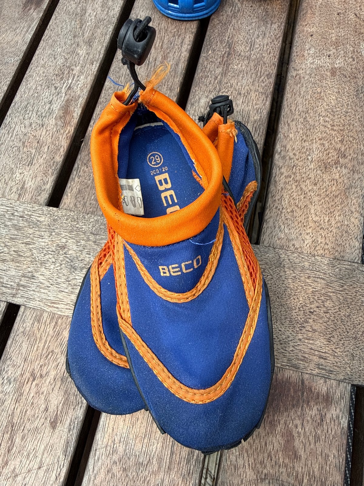 Waterschoenen maat 29 BECO - Blauw/Oranje, Ophalen of Verzenden, Gebruikt, Kind, Zeil- of Surfschoenen