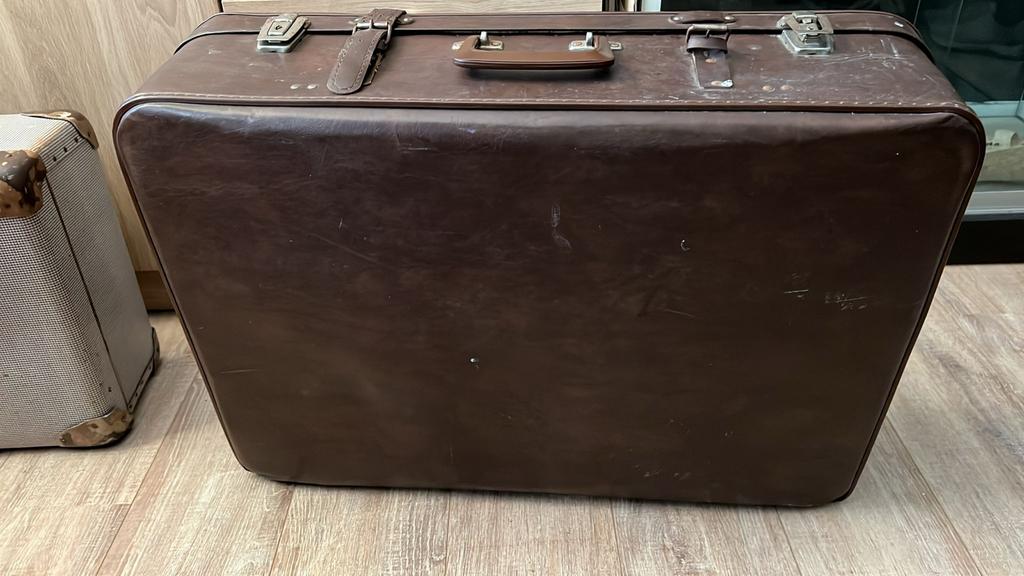 Bruine koffer oude koffer vintage retro, Sieraden, Tassen en Uiterlijk, Koffers, 60 tot 70 cm, Overige materialen, Gebruikt, 45 tot 55 cm