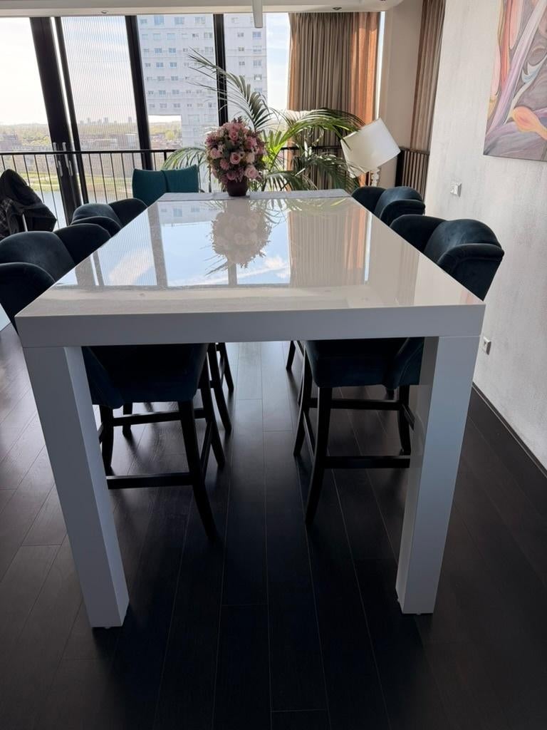 Grote Goossens eettafel - 220x110x105 cm - Wit hoogglans, Huis en Inrichting, Tafels | Eettafels, Gebruikt, 100 tot 150 cm, 200 cm of meer
