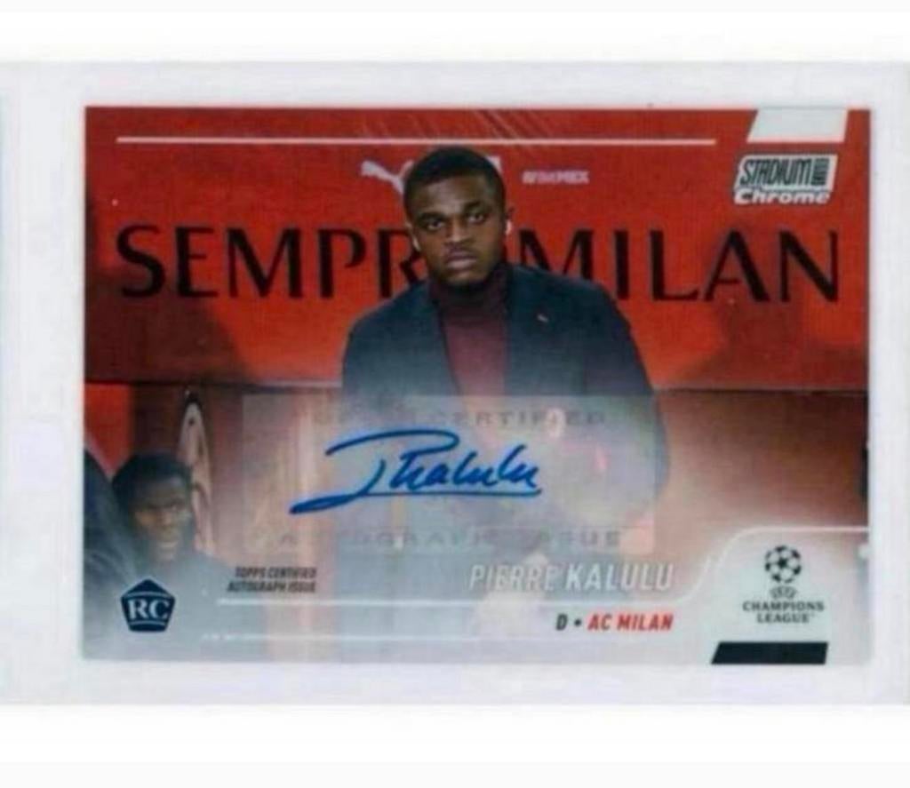 20-21 Topps Chrome UEFA Pierre Kalulu ac milan Signed card, Buitenlandse clubs, Spelerskaart, Nieuw, Ophalen of Verzenden