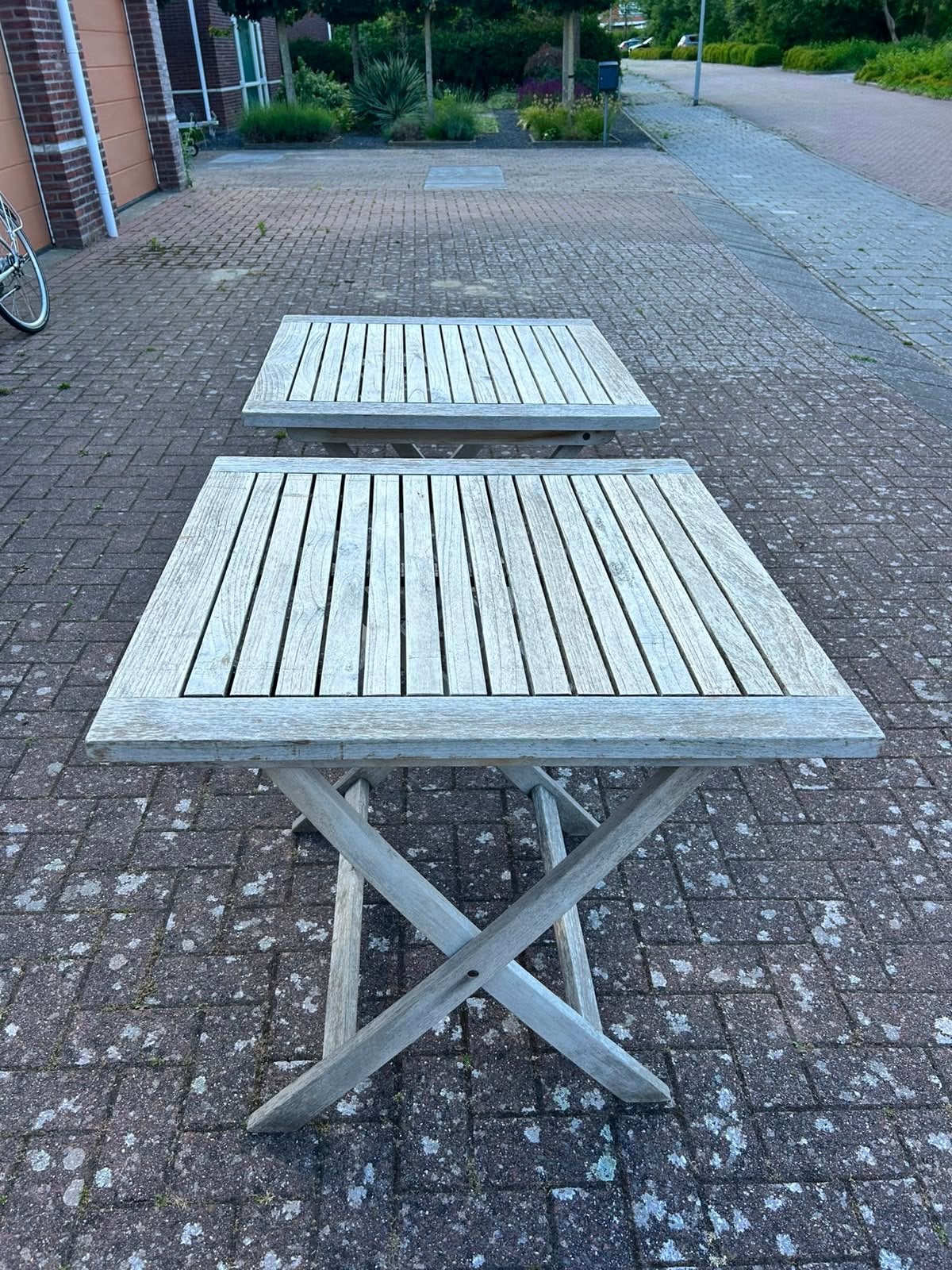 2x Teakhouten Klaptafel - Tuin/Balkon, Ophalen of Verzenden, Gebruikt, Vierkant, Teakhout