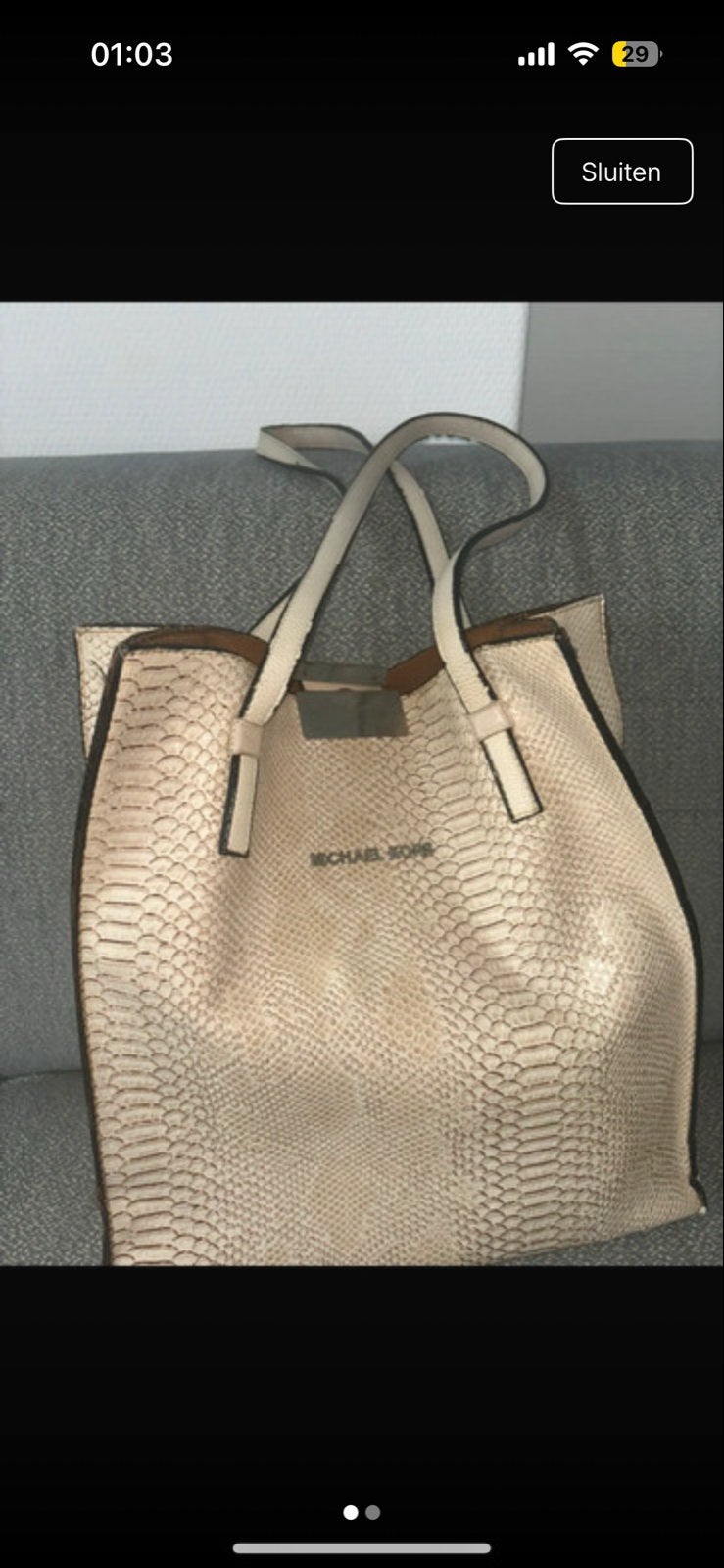 Michael Kors Beige Tas - Stijlvolle Schoudertas, Ophalen of Verzenden, Gebruikt, Beige, Shopper