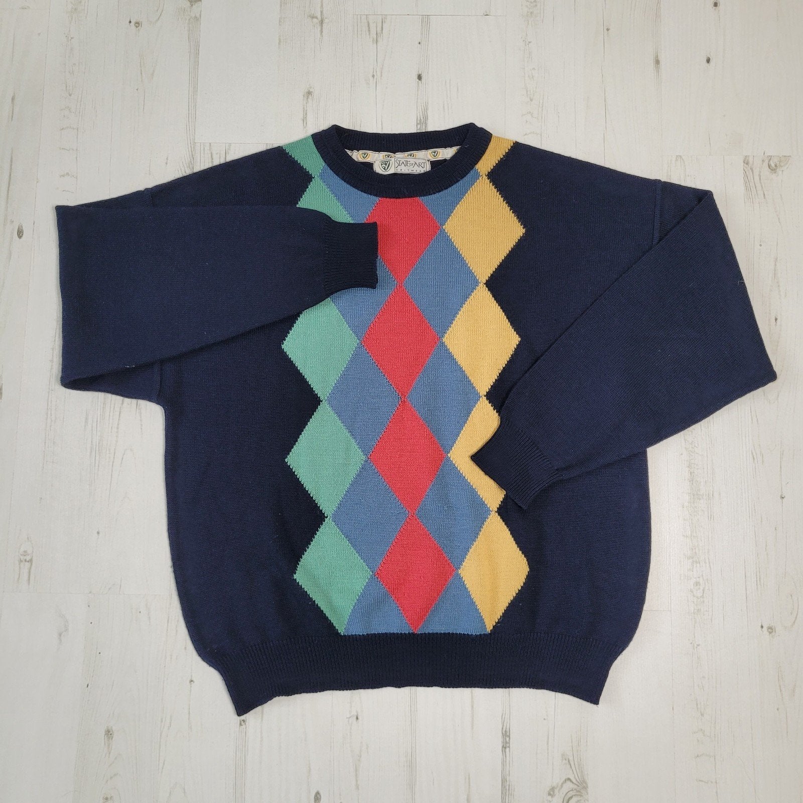 State of Art trui pullover maat L 50% wol ronde hals blauw, Kleding | Heren, Truien en Vesten, State of Art, Maat 52/54 (L), Blauw
