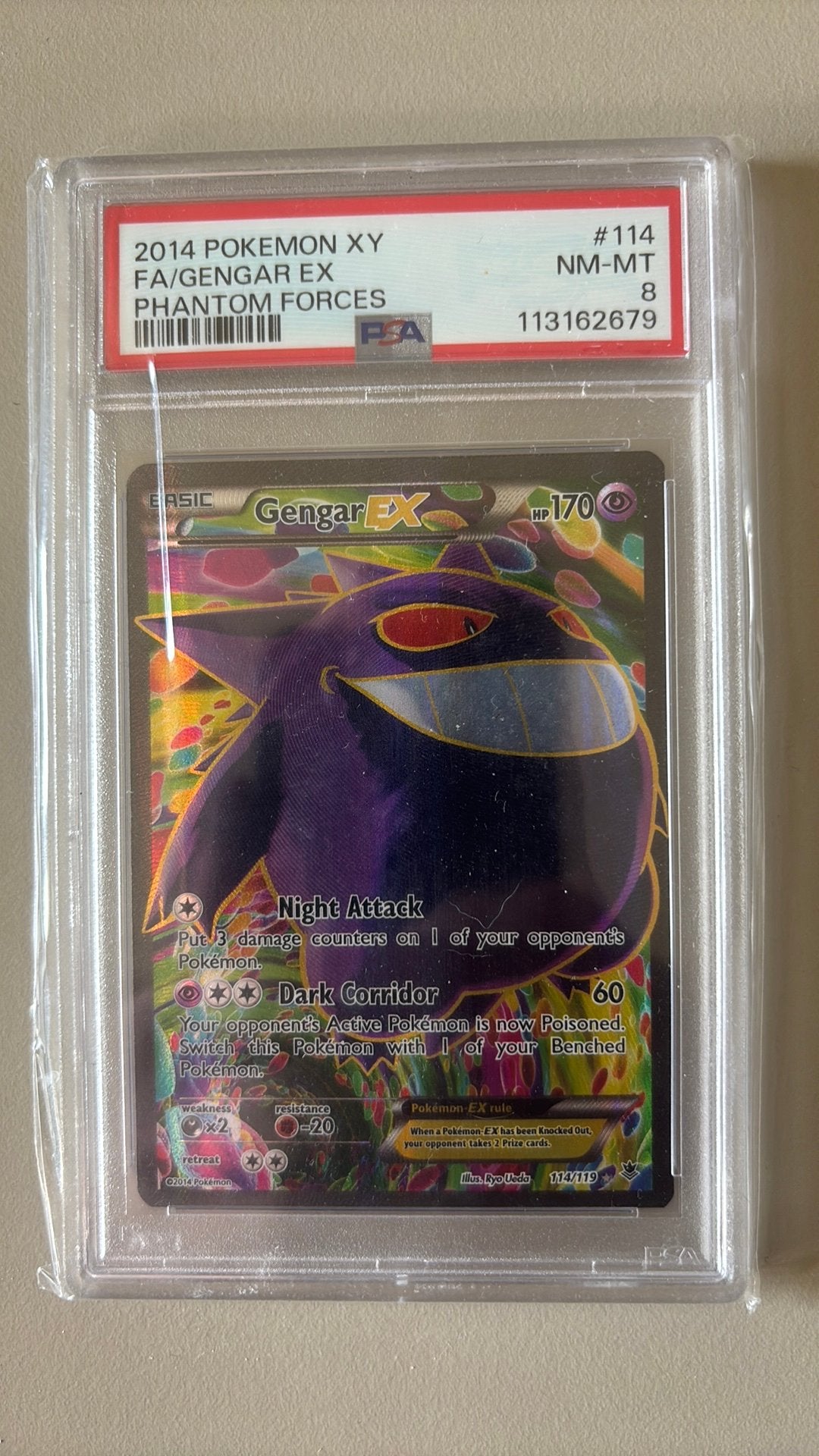 2014 Gengar EX Phantom Forces #114 PSA 8, Ophalen of Verzenden, Zo goed als nieuw
