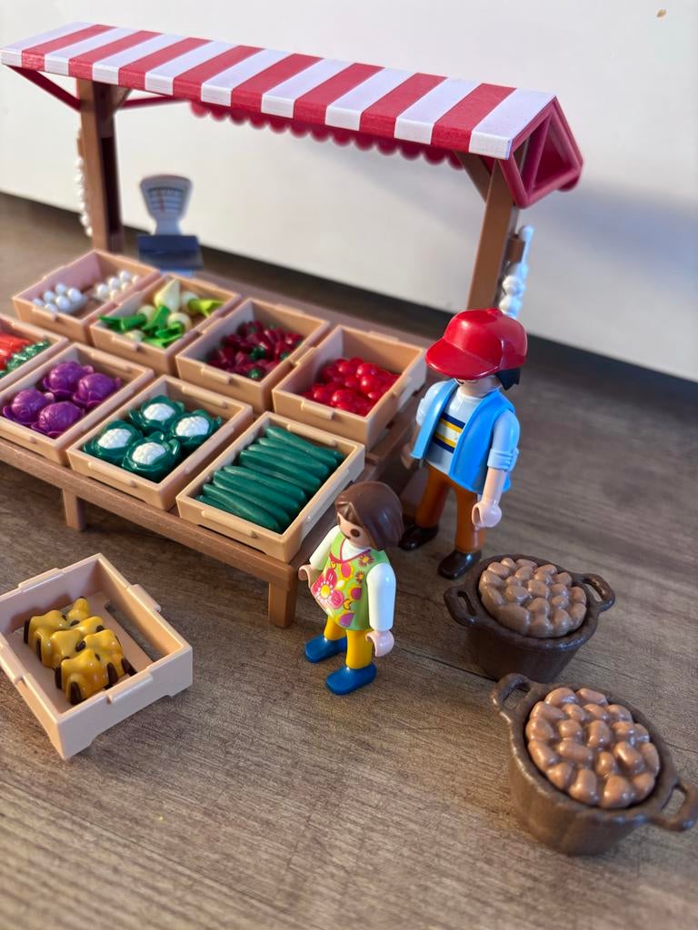 Playmobil Groentekraam met figuren en accessoires, Ophalen, Zo goed als nieuw, Jongen of Meisje
