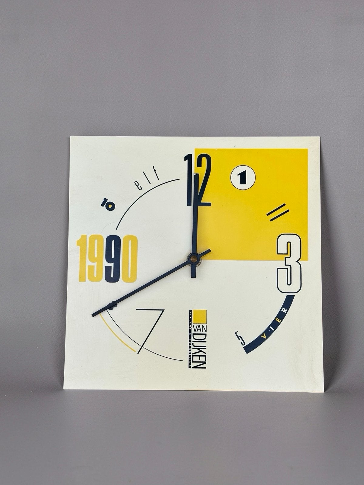 Van Dijken vintage wandklok 1990, 20x20 cm, goede staat, Ophalen of Verzenden