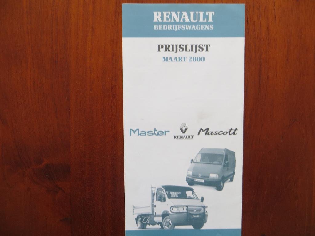 Renault Master Mascott prijslijst (maart 2000), Ophalen of Verzenden, Nieuw, Renault