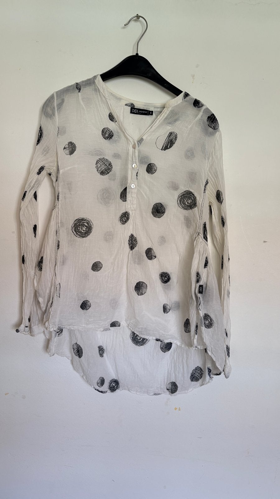 Luchtige DIDI Blouse met stippenpatroon - Maat M, Kleding | Dames, Ophalen of Verzenden, Zo goed als nieuw, Maat 38/40 (M), Wit