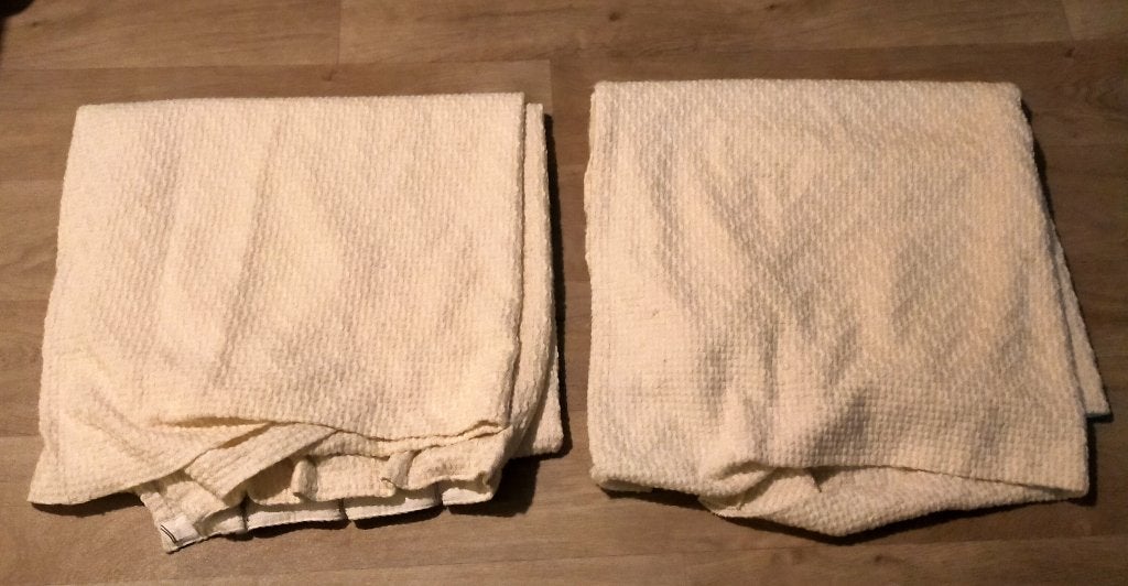 Set van twee witte stoffen gordijnen 200x106 cm, Huis en Inrichting, Ophalen, Gebruikt, Wit, 106 cm