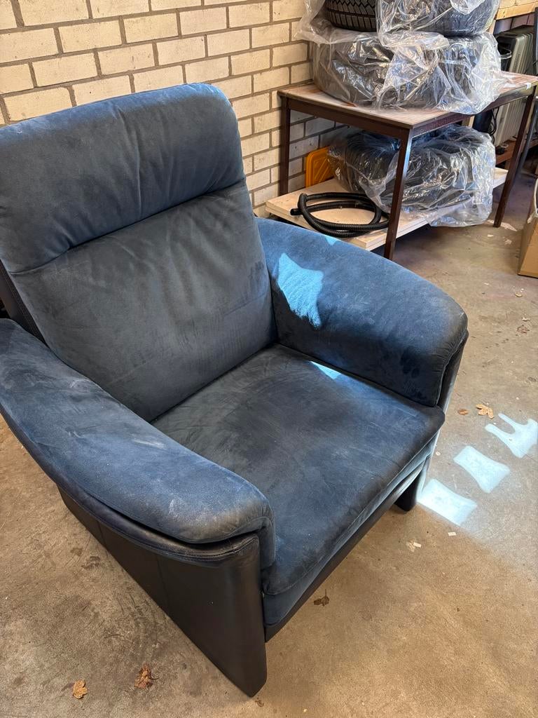 Comfortabele fauteuil - Blauw, Huis en Inrichting, Fauteuils, Ophalen, Gebruikt, Leer, 75 tot 100 cm