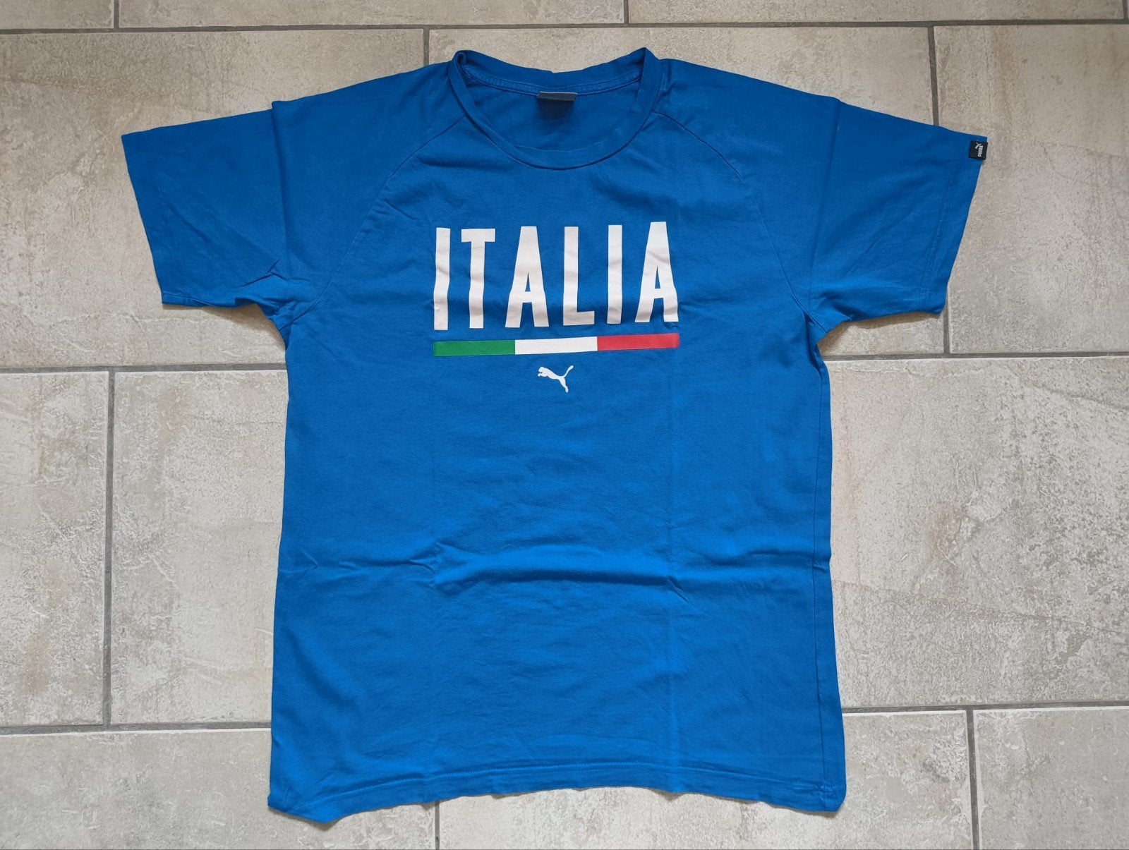Puma Italia T-shirt Maat M - Blauw, Kleding | Heren, T-shirts, Puma, Ophalen of Verzenden, Zo goed als nieuw, Maat 48/50 (M)