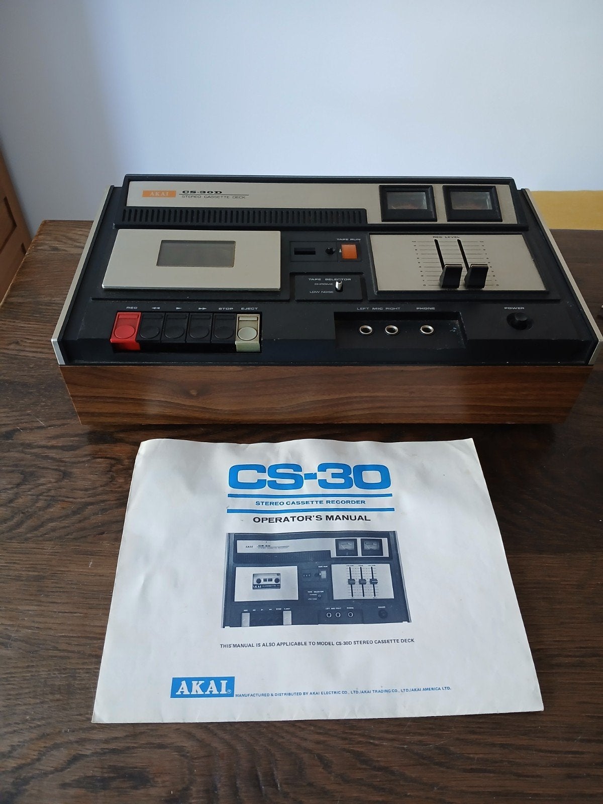 Akai CS 30D cassettedeck met originele gebruiksaanwijzing, Ophalen of Verzenden, Enkel, Akai, Tape counter